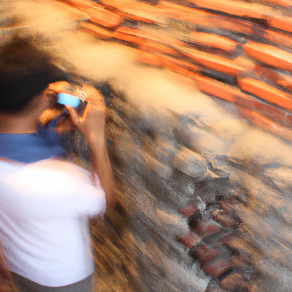 Person capturing moving subject with camera